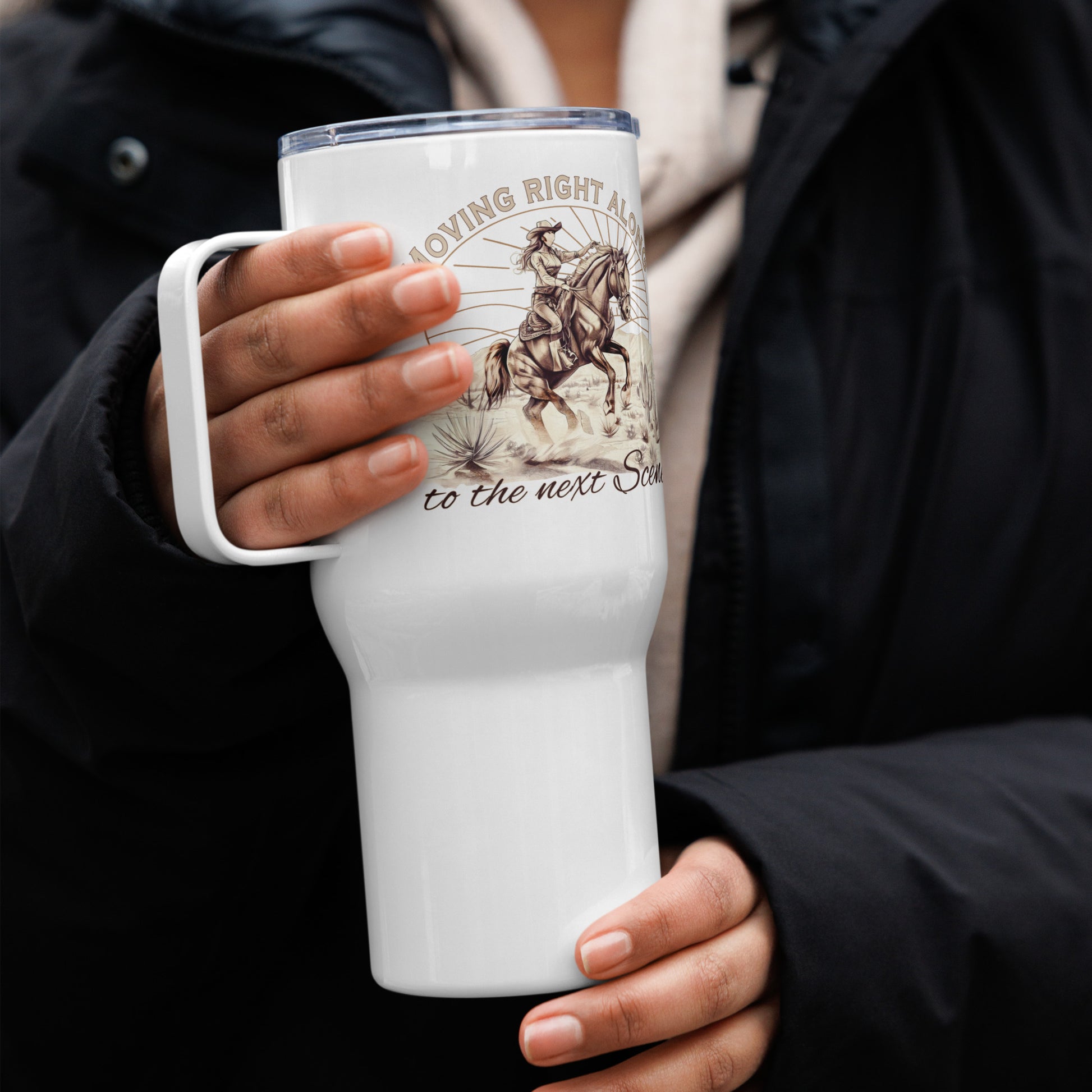 Moving on the next Scene Travel Mug with Handle