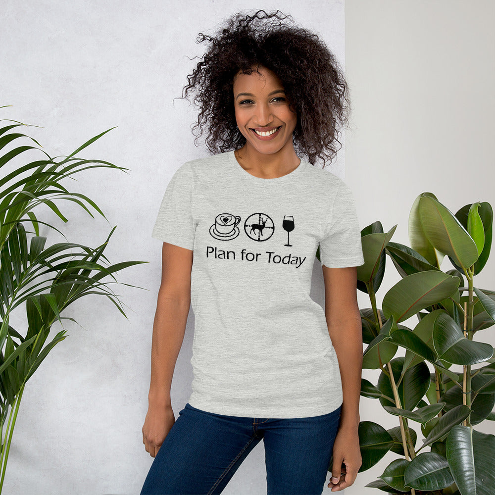 Plan for Today Coffee Hunting Wine Graphic Tee