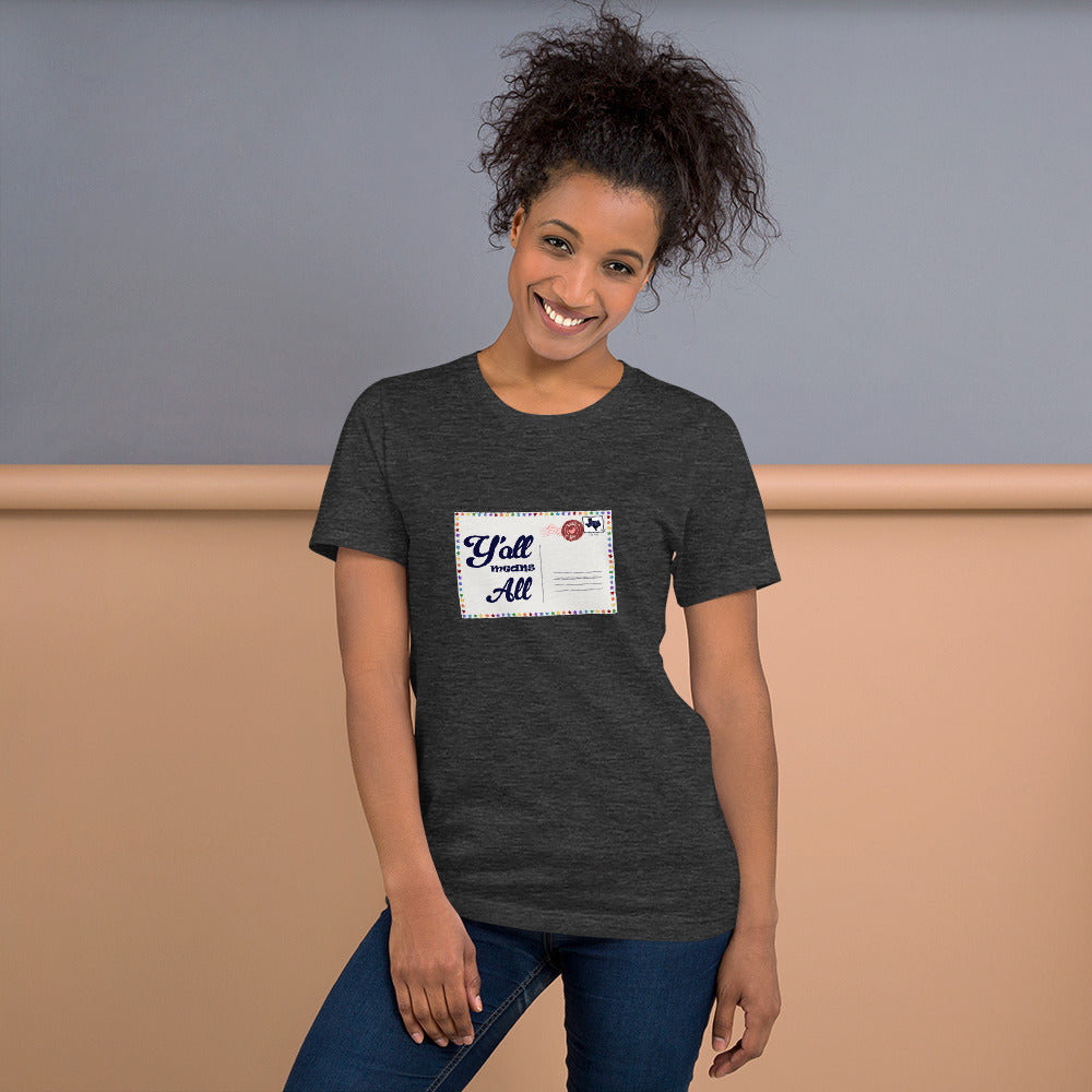 Y'all Means All Postcard Inclusive Graphic Tee Shirt - Pride
