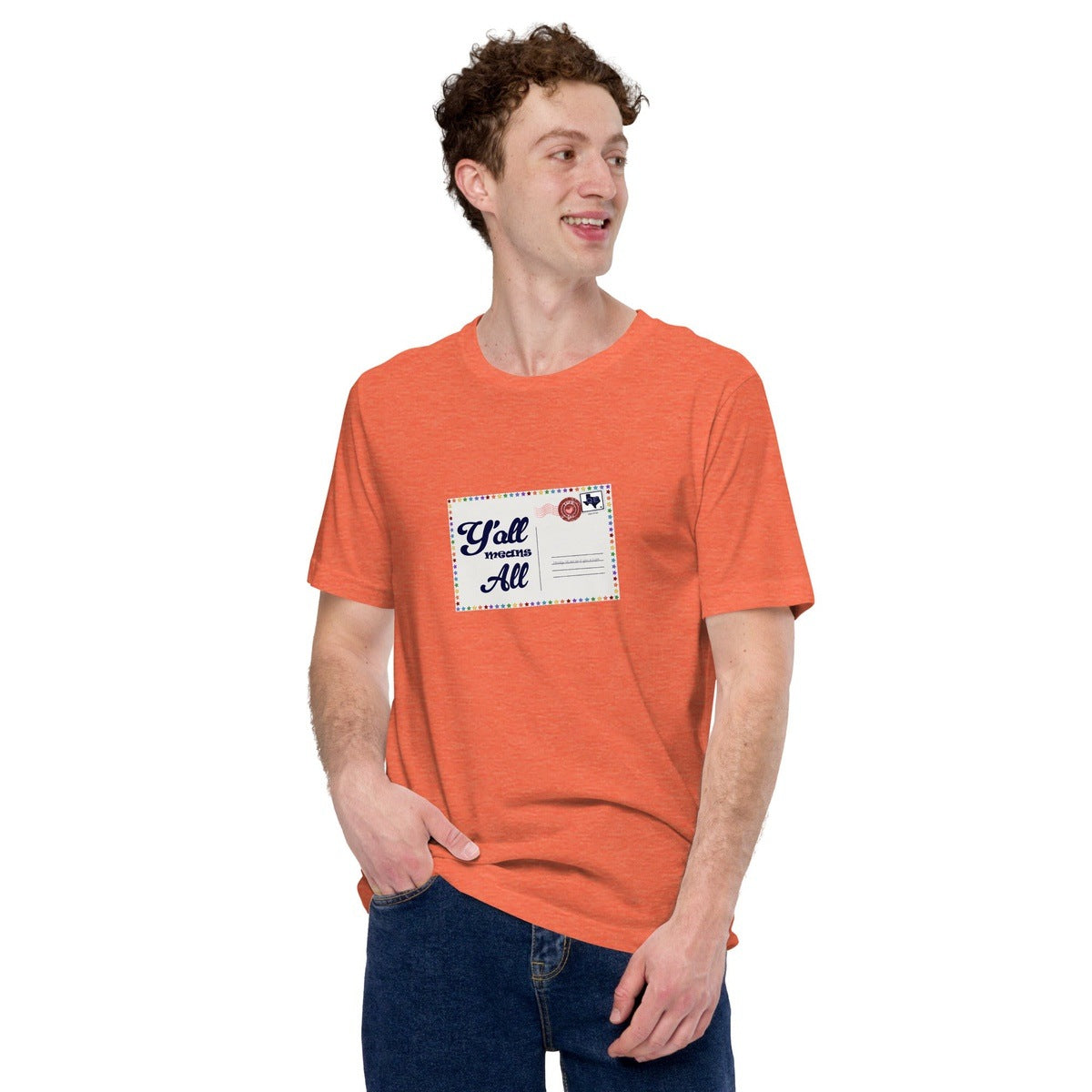 Y'all Means All Postcard Inclusive Graphic Tee Shirt - Pride