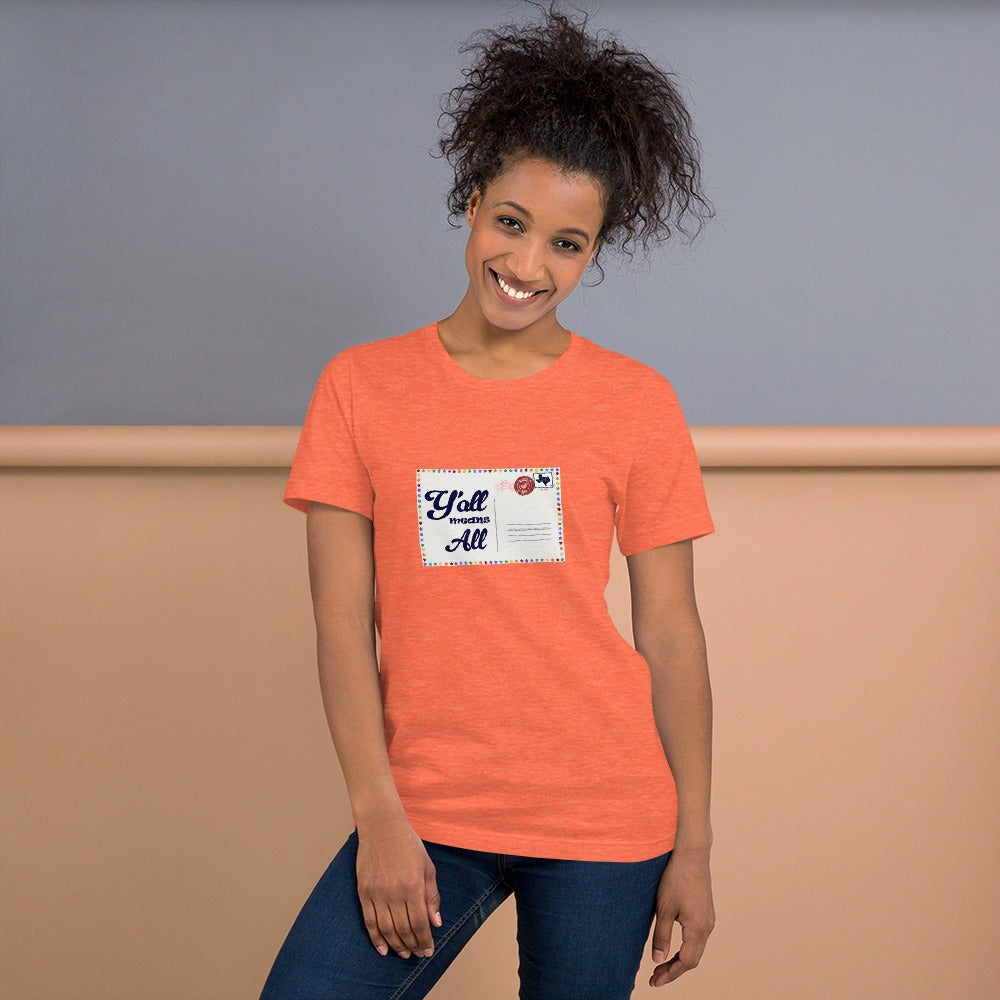 Y'all Means All Postcard Inclusive Graphic Tee Shirt - Pride