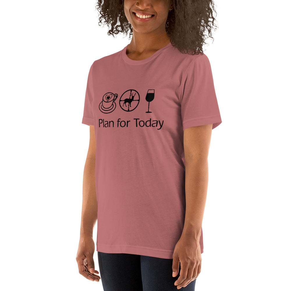 Plan for Today Coffee Hunting Wine Graphic Tee
