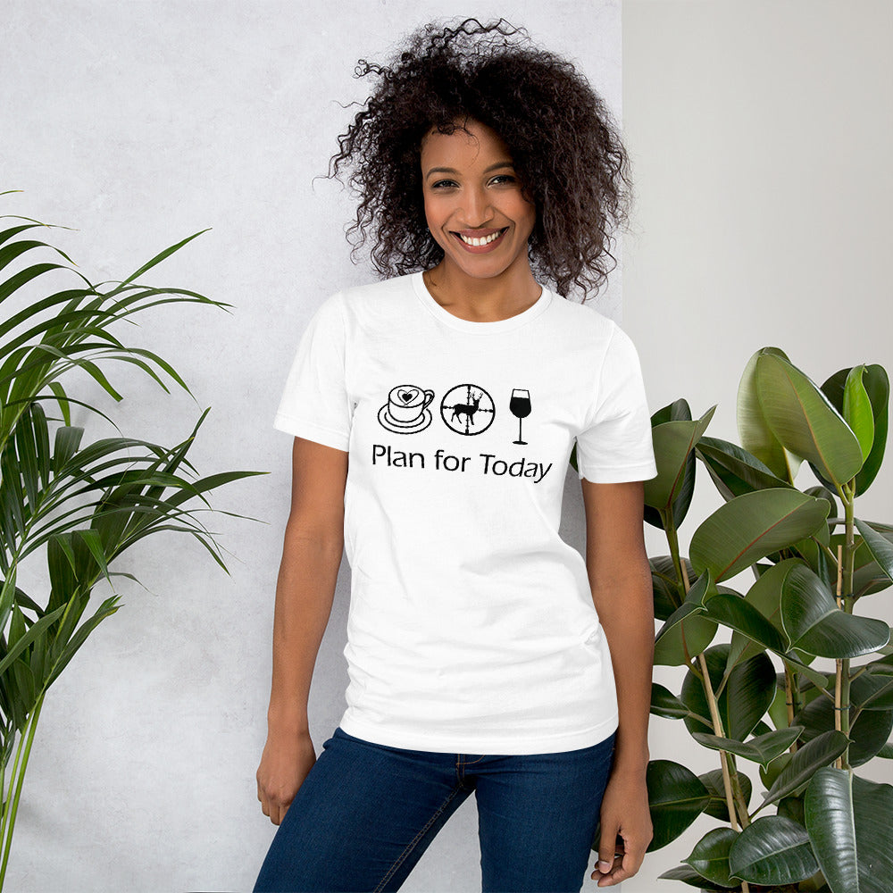 Plan for Today Coffee Hunting Wine Graphic Tee