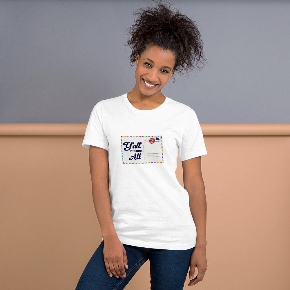Y'all Means All Postcard Inclusive Graphic Tee Shirt - Pride