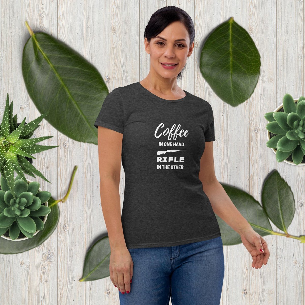 Coffee in One Hand Rifle in the Other T-shirt