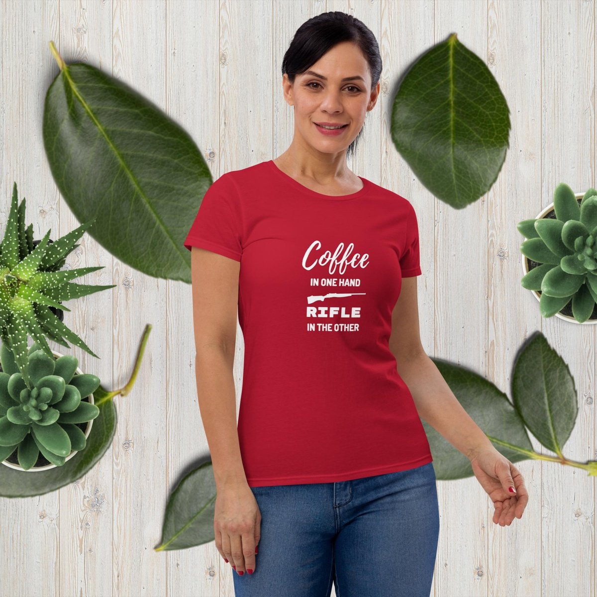 Coffee in One Hand Rifle in the Other T-shirt