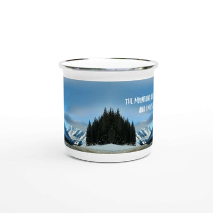 The Mountains are calling and I must Go Vintage Cottage Enamel Mug